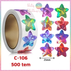 [HOTIS] 50 mẫu - Cuộn 500 tem dán sticker ngôi sao, trái tim, hình tròn lấp lánh dán trang trí hộp quà