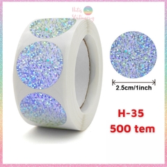 [HOTIS] 50 mẫu - Cuộn 500 tem dán sticker ngôi sao, trái tim, hình tròn lấp lánh dán trang trí hộp quà