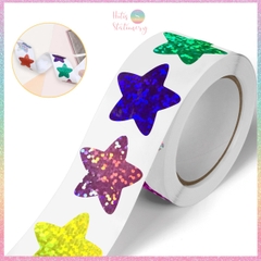 [HOTIS] 50 mẫu - Cuộn 500 tem dán sticker ngôi sao, trái tim, hình tròn lấp lánh dán trang trí hộp quà