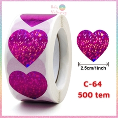 [HOTIS] 50 mẫu - Cuộn 500 tem dán sticker ngôi sao, trái tim, hình tròn lấp lánh dán trang trí hộp quà