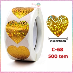 [HOTIS] 50 mẫu - Cuộn 500 tem dán sticker ngôi sao, trái tim, hình tròn lấp lánh dán trang trí hộp quà