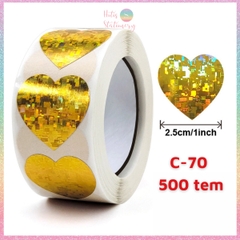 [HOTIS] 50 mẫu - Cuộn 500 tem dán sticker ngôi sao, trái tim, hình tròn lấp lánh dán trang trí hộp quà