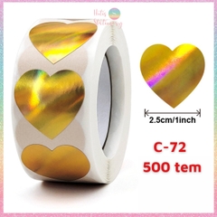[HOTIS] 50 mẫu - Cuộn 500 tem dán sticker ngôi sao, trái tim, hình tròn lấp lánh dán trang trí hộp quà