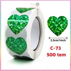 [HOTIS] 50 mẫu - Cuộn 500 tem dán sticker ngôi sao, trái tim, hình tròn lấp lánh dán trang trí hộp quà