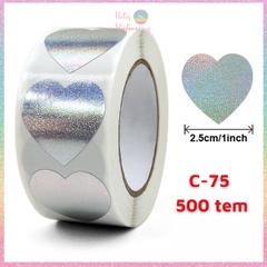 [HOTIS] 50 mẫu - Cuộn 500 tem dán sticker ngôi sao, trái tim, hình tròn lấp lánh dán trang trí hộp quà