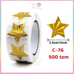 [HOTIS] 50 mẫu - Cuộn 500 tem dán sticker ngôi sao, trái tim, hình tròn lấp lánh dán trang trí hộp quà