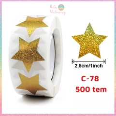 [HOTIS] 50 mẫu - Cuộn 500 tem dán sticker ngôi sao, trái tim, hình tròn lấp lánh dán trang trí hộp quà