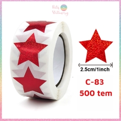 [HOTIS] 50 mẫu - Cuộn 500 tem dán sticker ngôi sao, trái tim, hình tròn lấp lánh dán trang trí hộp quà