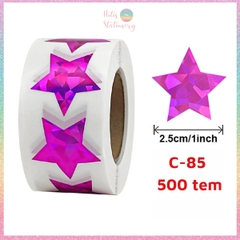 [HOTIS] 50 mẫu - Cuộn 500 tem dán sticker ngôi sao, trái tim, hình tròn lấp lánh dán trang trí hộp quà