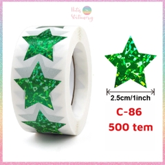 [HOTIS] 50 mẫu - Cuộn 500 tem dán sticker ngôi sao, trái tim, hình tròn lấp lánh dán trang trí hộp quà