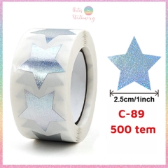 [HOTIS] 50 mẫu - Cuộn 500 tem dán sticker ngôi sao, trái tim, hình tròn lấp lánh dán trang trí hộp quà