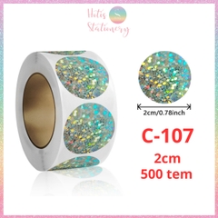 [HOTIS] 50 mẫu - Cuộn 500 tem dán sticker ngôi sao, trái tim, hình tròn lấp lánh dán trang trí hộp quà