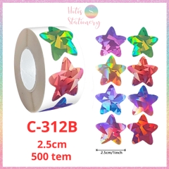 [HOTIS] 50 mẫu - Cuộn 500 tem dán sticker ngôi sao, trái tim, hình tròn lấp lánh dán trang trí hộp quà
