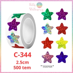 [HOTIS] 50 mẫu - Cuộn 500 tem dán sticker ngôi sao, trái tim, hình tròn lấp lánh dán trang trí hộp quà