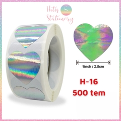 [HOTIS] 50 mẫu - Cuộn 500 tem dán sticker ngôi sao, trái tim, hình tròn lấp lánh dán trang trí hộp quà