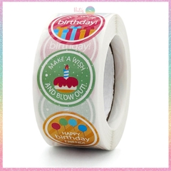 [HOTIS] Sticker Happy Birthday nhãn dán Chúc mừng sinh nhật dán quà tặng, trang trí - Cuộn 500 tem