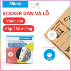[HOTIS] Hộp 250 miếng Sticker dán lỗ KW-triO QT-01 nhãn tròn dán lỗ sticker vá lỗ cho giấy sổ còng planner