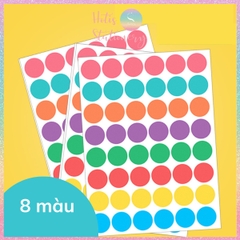 Set 10 tờ sticker chấm tròn, ngôi sao mặt cười nhãn dán khen thưởng học sinh