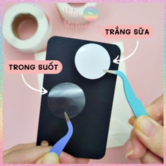 [HOTIS] Cuộn 500 tem dán trong suốt, trắng sữa, sticker hình tròn dán niêm phong, trang trí hộp quà