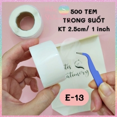 [HOTIS] Cuộn 500 tem dán trong suốt, trắng sữa, sticker hình tròn dán niêm phong, trang trí hộp quà