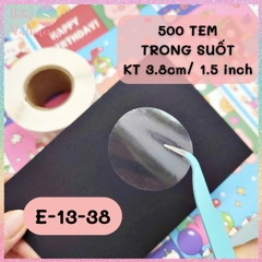 [HOTIS] Cuộn 500 tem dán trong suốt, trắng sữa, sticker hình tròn dán niêm phong, trang trí hộp quà