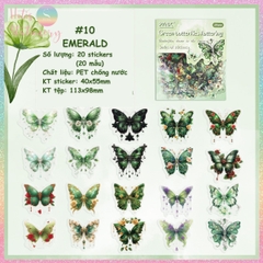 [HOTIS] Set 20 Sticker Bướm Dreamy Butterfly Dance Hologram PET trong suốt chống thấm nước, trang trí sổ tay DIY, làm thiệp