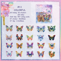 [HOTIS] Set 20 Sticker Bướm Dreamy Butterfly Dance Hologram PET trong suốt chống thấm nước, trang trí sổ tay DIY, làm thiệp