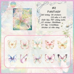 [HOTIS] Set 20 Sticker Bướm Dreamy Butterfly Dance Hologram PET trong suốt chống thấm nước, trang trí sổ tay DIY, làm thiệp