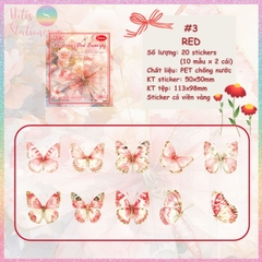 [HOTIS] Set 20 Sticker Bướm Dreamy Butterfly Dance Hologram PET trong suốt chống thấm nước, trang trí sổ tay DIY, làm thiệp