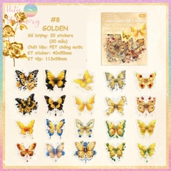 [HOTIS] Set 20 Sticker Bướm Dreamy Butterfly Dance Hologram PET trong suốt chống thấm nước, trang trí sổ tay DIY, làm thiệp