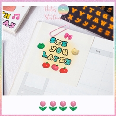 [HOTIS] Sticker chữ số màu trong suốt font cute phong cách Hàn Quốc