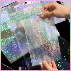 [HOTIS] Set 6 tờ sticker hologram trong suốt Flash Film Magic trang trí card, dán điện thoại