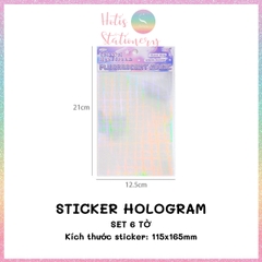 [HOTIS] Set 6 tờ sticker hologram trong suốt Flash Film Magic trang trí card, dán điện thoại