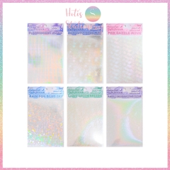 [HOTIS] Set 6 tờ sticker hologram trong suốt Flash Film Magic trang trí card, dán điện thoại