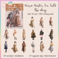 [HOTIS] Sticker cô gái fashion PET trong suốt dán trang trí sổ tay làm bullet journal