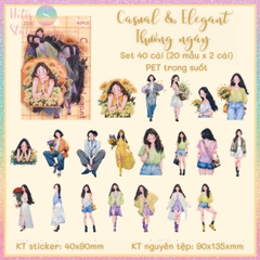 [HOTIS] Sticker cô gái fashion PET trong suốt dán trang trí sổ tay làm bullet journal