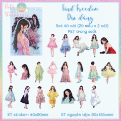 [HOTIS] Sticker cô gái fashion PET trong suốt dán trang trí sổ tay làm bullet journal