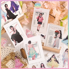 [HOTIS] Sticker cô gái fashion PET trong suốt dán trang trí sổ tay làm bullet journal