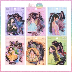 [HOTIS] Sticker cô gái fashion PET trong suốt dán trang trí sổ tay làm bullet journal