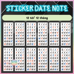[HOTIS] Set 12 tờ Sticker Daily Notes nhãn dán 365 Ngày trang trí planner, bullet journal