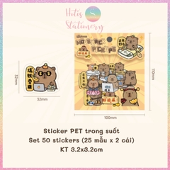 [HOTIS] Set 50 Sticker Capybara trang trí sổ, không thấm nước, siêu đáng yêu