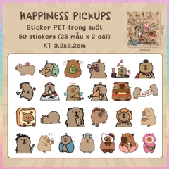 [HOTIS] Set 50 Sticker Capybara trang trí sổ, không thấm nước, siêu đáng yêu