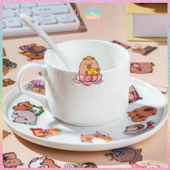 [HOTIS] Set 50 Sticker Capybara trang trí sổ, không thấm nước, siêu đáng yêu