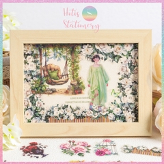 [HOTIS] Set 30 Sticker Vườn Hoa Old Century Garden PET trong suốt chống thấm nước, trang trí sổ tay DIY, làm thiệp