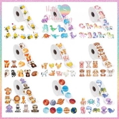 [HOTIS] Cuộn 500 tem sticker hoạt hình cute, tem dán trang trí, nhãn dán khen thưởng học sinh tạo động lực