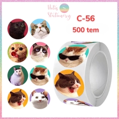 [HOTIS] Cuộn 500 tem sticker hoạt hình cute, tem dán trang trí, nhãn dán khen thưởng học sinh tạo động lực