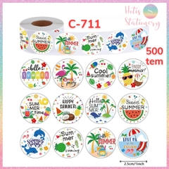 [HOTIS] Cuộn 500 tem sticker hoạt hình cute, tem dán trang trí, nhãn dán khen thưởng học sinh tạo động lực
