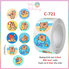 [HOTIS] Cuộn 500 tem sticker hoạt hình cute, tem dán trang trí, nhãn dán khen thưởng học sinh tạo động lực