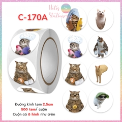 [HOTIS] Cuộn 500 tem sticker hoạt hình cute, tem dán trang trí, nhãn dán khen thưởng học sinh tạo động lực