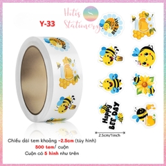 [HOTIS] Cuộn 500 tem sticker hoạt hình cute, tem dán trang trí, nhãn dán khen thưởng học sinh tạo động lực